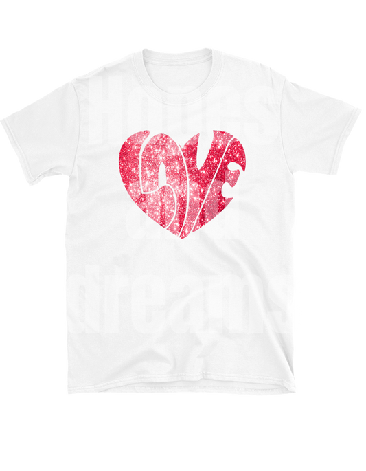 Glitter valentines "LOVE" short sleeve t-shirt